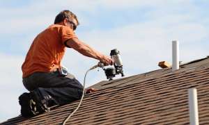 Roofer at work.