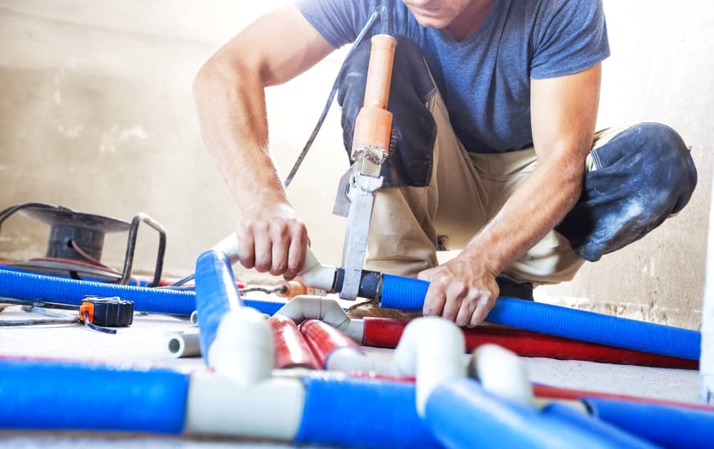 Plumber at work.