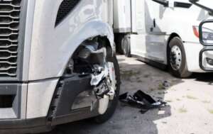 Close up damaged truck tyre.