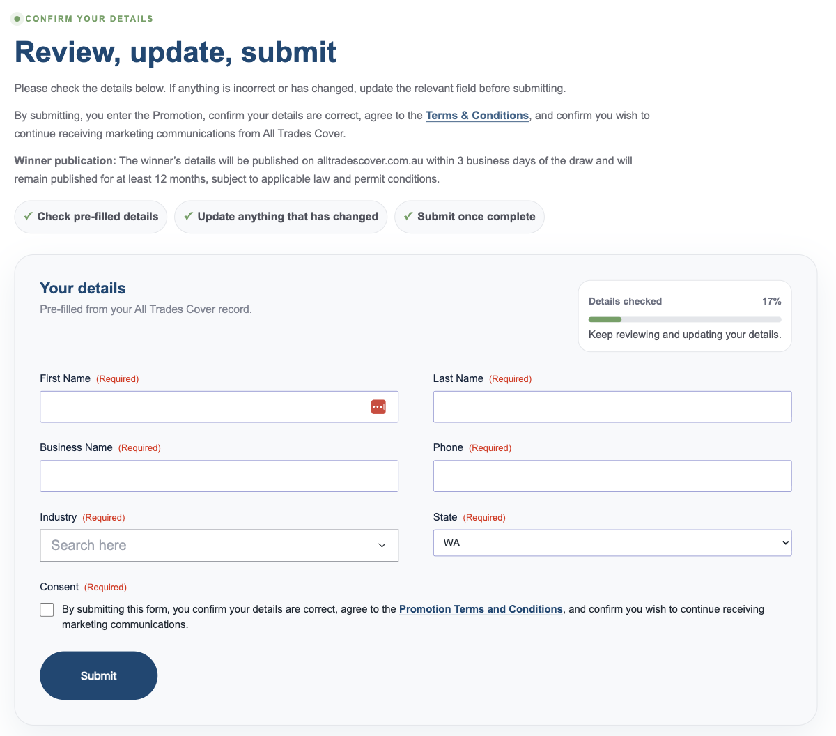 Appendix A - Form 1 existing contacts entry form