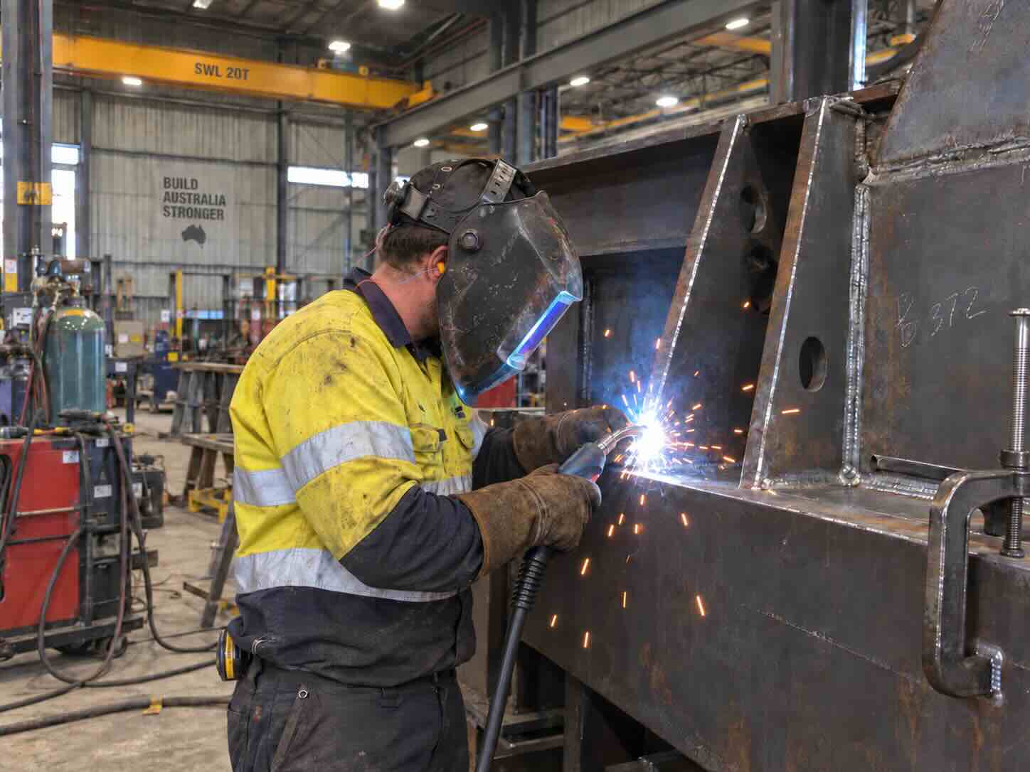 Insured boilermaker wearing full PPE